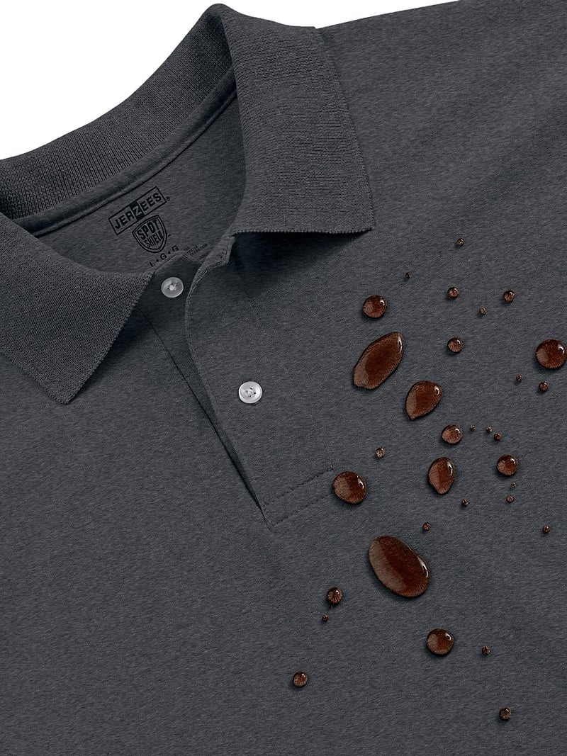 Jerzees Men's SpotShield Stain Resistant Polo Shirts (Short & Long, Short Sleeve-White, Large - Image 2